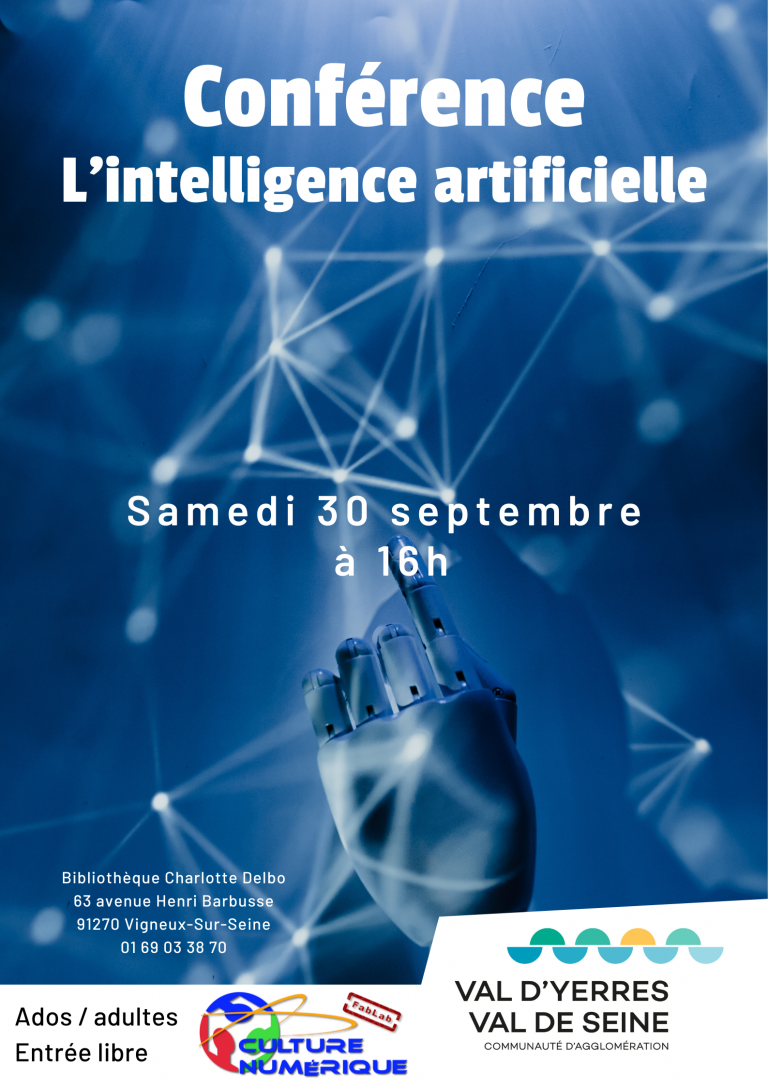 Conférence “L’intelligence Artificielle” à Epinay et Vigneux – samedi 30 septembre