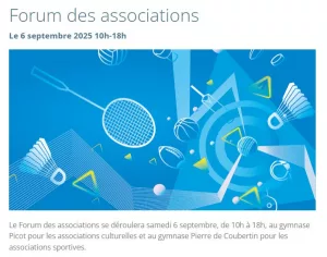 Le 6 septembre, forum des asso. de Mongeron