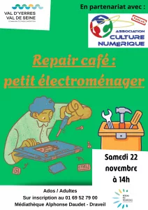 Samedi 22 novembre, “Repair Café” à la médiathéque A.Daudet de Draveil…