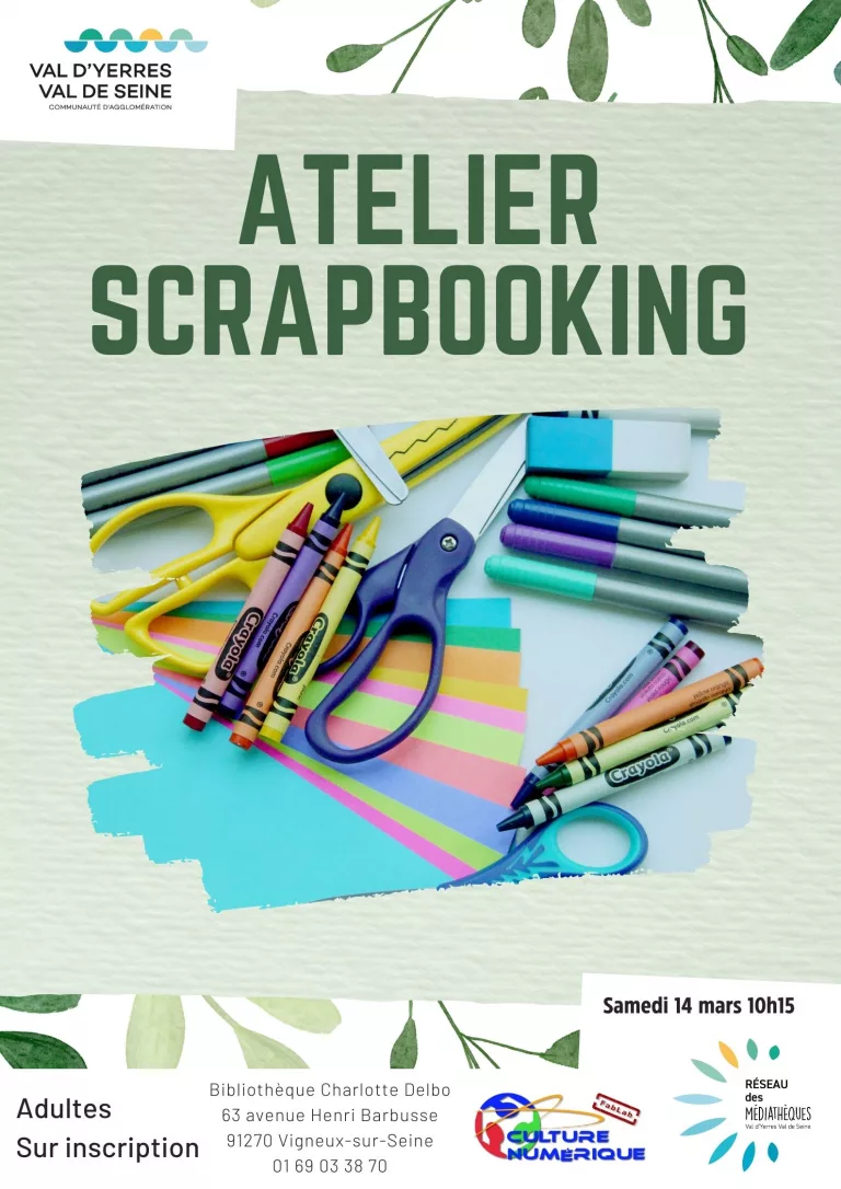 Samedi 14 mars 10h15, “Atelier SCRAPBOOKING” à Charlotte Delbo – Vigneux-S/Seine